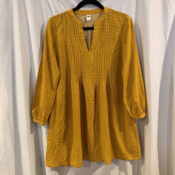 Old Navy Mustard Yellow and White Patterned Tunic Top Size Small - Picture 6 of 11